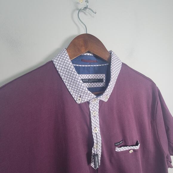 NWT Guide London Mens XL Polo Shirt Purple Contrast Collar Cotton - Picture 1 of 12